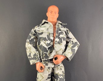 1996 GI JOE Gray Camouflage 12" Action Figure Vintage  - Hasbro Articulated Action Figure - ARAH Pawtucket