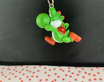 Yoshi Keychain Backpack Charm - Upcycled Nintendo Toy - Carry a little Nostalgia with You Always!