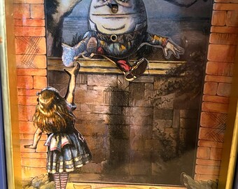 ALICE IN WONDERLAND “humpty Dumpty” Working Animated Music Box