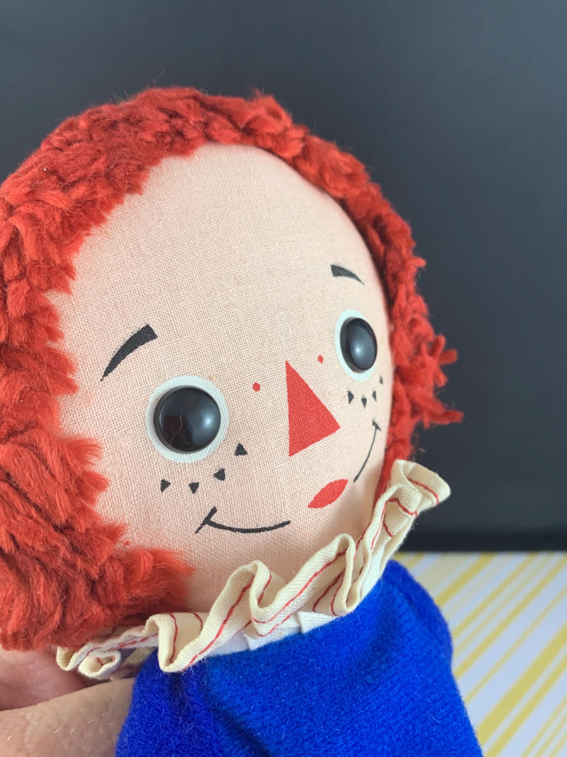 1972 Raggedy Ann Bean Bag Doll – Blue Outfit – Vintage Raggedy Ann