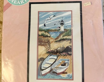 Vintage 1989 Dimensions From the Heart Needlepoint 52031 Sandy Cove -  Wool