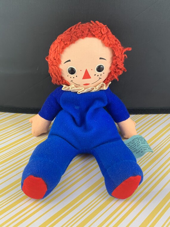 1972 Raggedy Ann Bean Bag Doll – Blue Outfit – Vintage Raggedy Ann