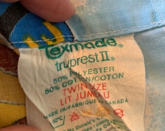 Vintage 1970s Mcdonald's Twin Flat Sheet Texmade Truprest II