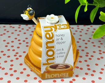 Joie ミニハニーポットとディッパービー ミニセラミックポットと木製
