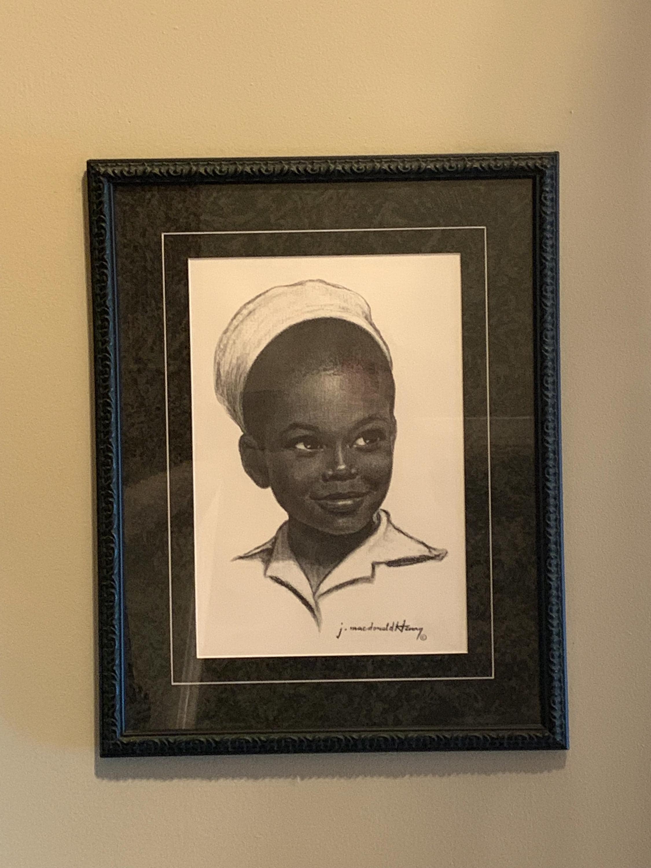 J. Macdonald Henry Signed Charcoal Lithograph Matted and Framed
