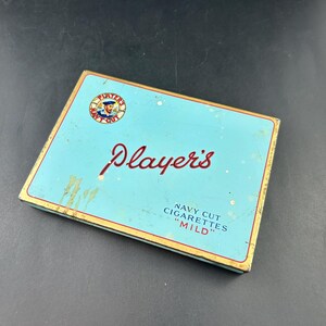 Vintage Canadian Player's Navy Cut Medium Blue Cigarettes Tin Tobacco  Tobacciana Container