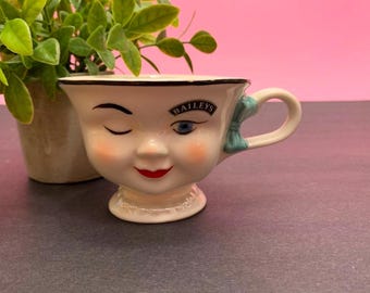 Vintage 1996 Baileys Irish Cream Winking Eye YUM Girl Tea Cup Mrs Yum Promotional Collectible Mug