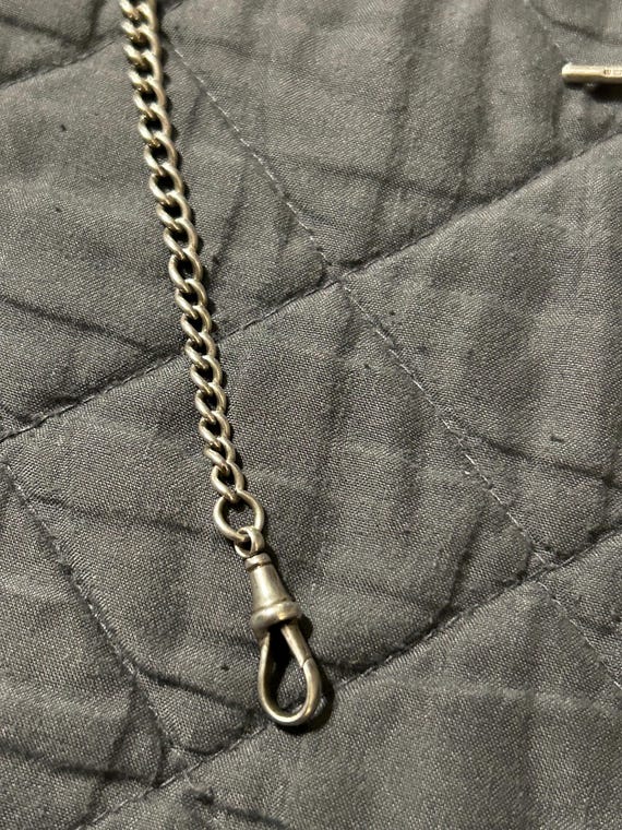 Heavy Antique Solid Sterling Silver Double Albert… - image 3