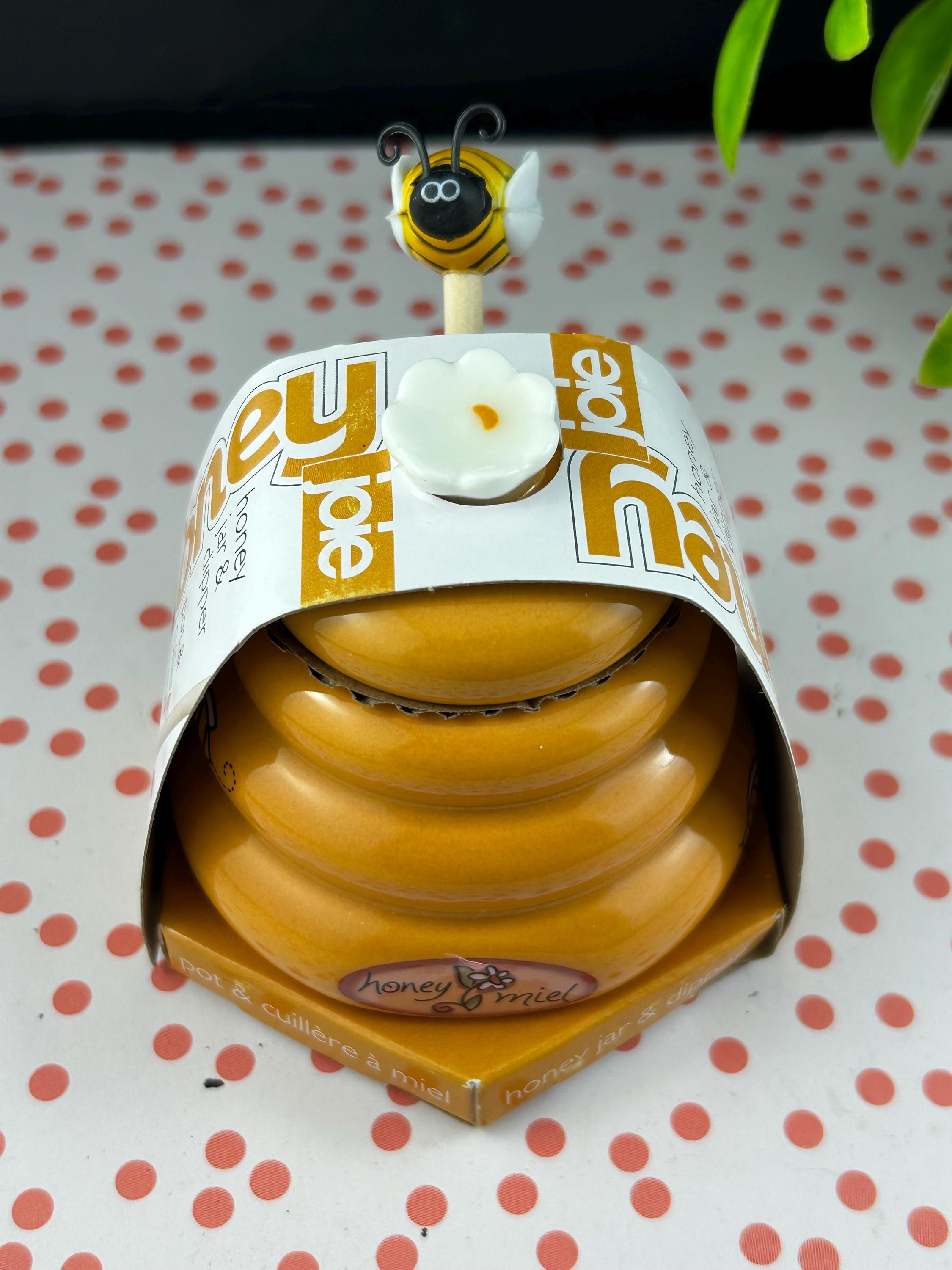 Joie ミニハニーポットとディッパービー ミニセラミックポットと木製