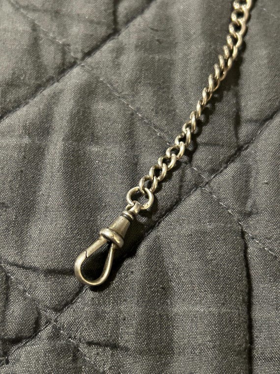 Heavy Antique Solid Sterling Silver Double Albert… - image 4