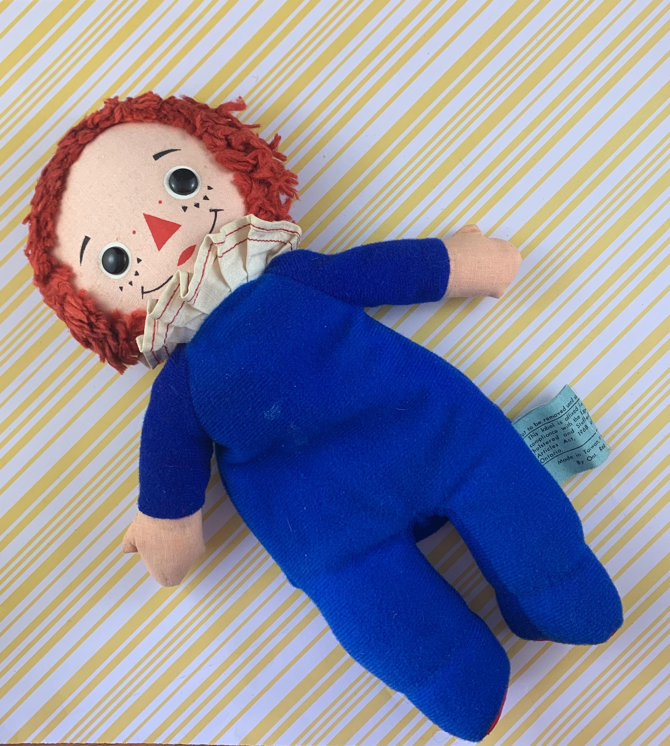 1972 Raggedy Ann Bean Bag Doll – Blue Outfit – Vintage Raggedy Ann