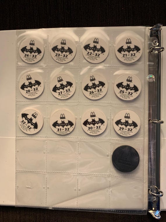 Complete Set of 32 Batman Forever POG Slammers + Gold Glitter Logo
