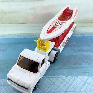 Vintage Matchbox Super Kings Ford A Truck, Embassy Trailer and Speedboat