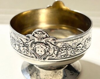 Antique Gorham 1876 Sterling Silver Putti Condiment / Salt Dish