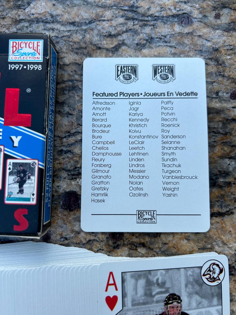 Vintage NHL Hockey Aces Bicycle Playing Cards. Cards in Mint Condition