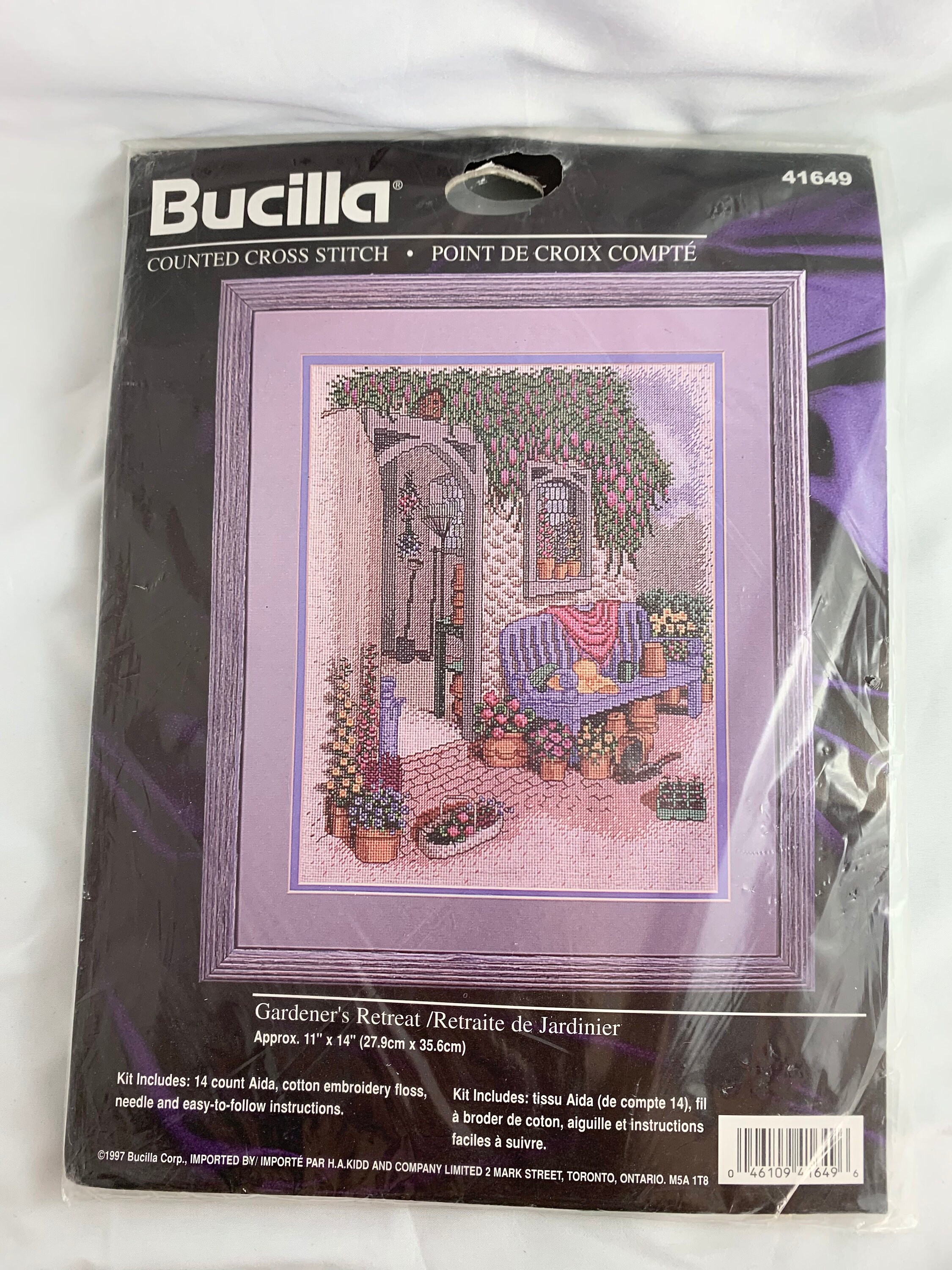 Sweet Baby Rocking in a Bassinet With Teddy Bear & Duck/ Cross Stitch Quilt  Kit by Bucilla/ 34x43/ Kit 47726/ New Sealed Package 