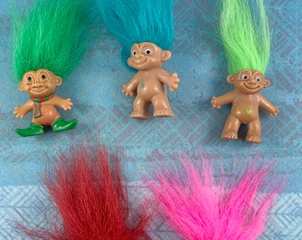 Vintage Troll Pencil Toppers, Magnet or Pin - You Choose - Mini Troll Accessories
