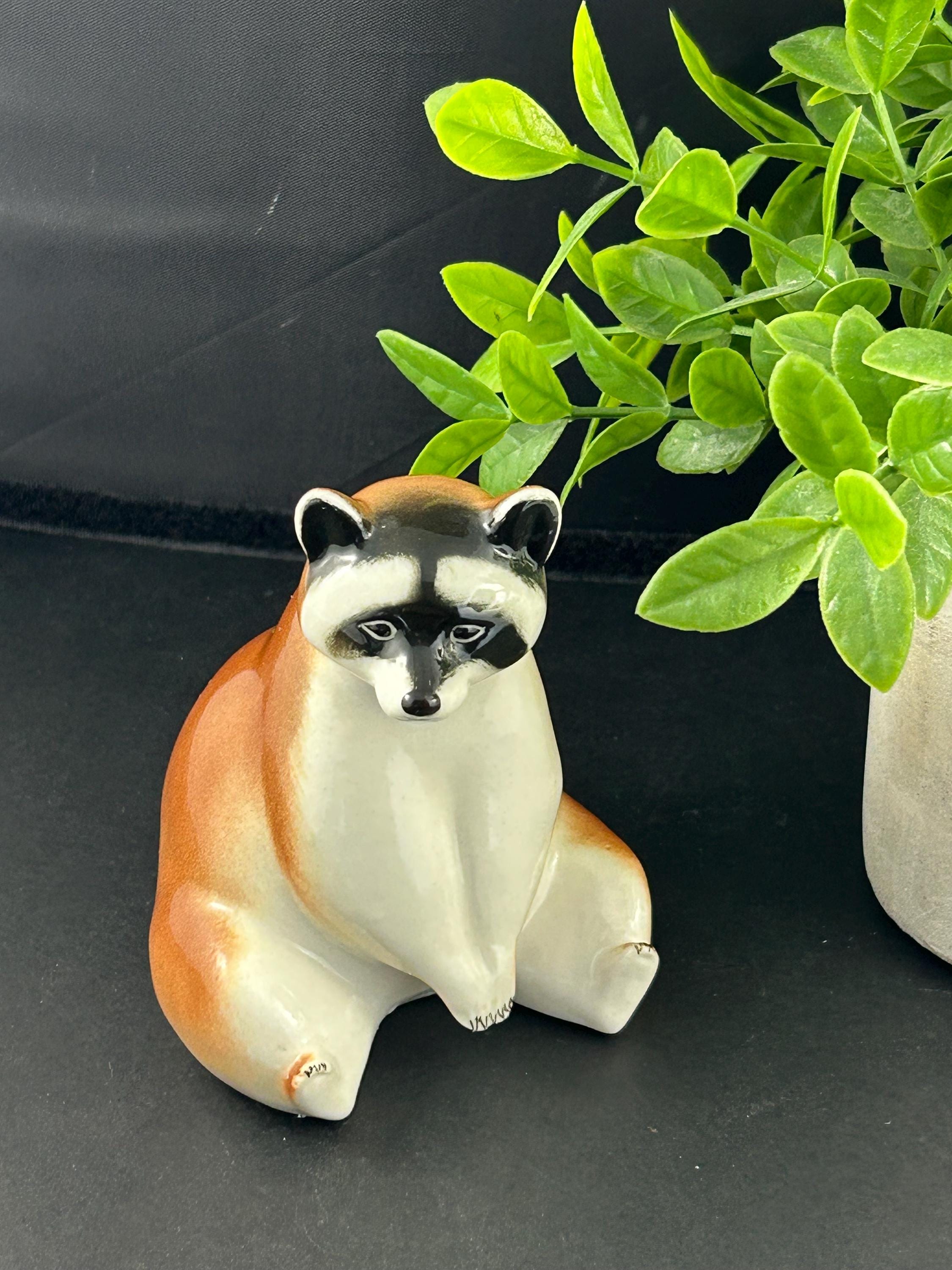 Vintage Lomonosov LFZ URSS Porcelana "Mapache" Figura / Porcelana rusa /