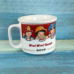 Campbell&#39;s Soup Vintage Ceramic Mug 1993 by Westwood Featuring Kids Playing Dress Up!