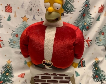 Vintage 2004 The Simpsons Santa Homer Stuck In A Chimney Animated Decor by Gemmy