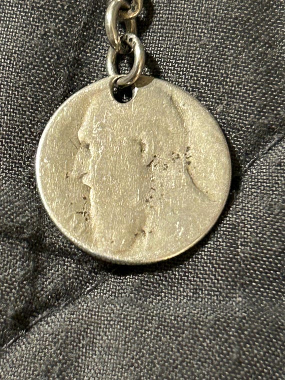 Heavy Antique Solid Sterling Silver Double Albert… - image 9