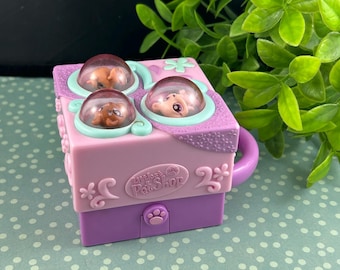 LPS Littlest Pet Shop Teeniest Tiniest Pop Up Playset with 3 Figures Dog, Hamster and Bear - Retired Authentic Discontinued Hasbro Toys