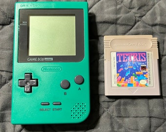 Nintendo Gameboy Pocket MGB Color Green MGB-001 with Tetris.