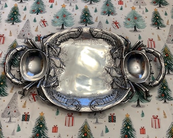 Vintage Arthur Court Seafood Platter, Crab and Lobster Serving Tray, circa 1981 made in USA, 23.5” long, Seafood Hostess Tray