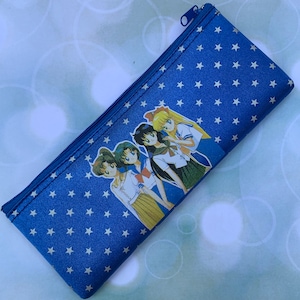 Sailor Moons Pretty Soldier Pencil Case/Makeup Bag - Naoko Takeuchi Kodansha Toei Animation - Sailor Moon Royal Blue Silver Star Zipper Case