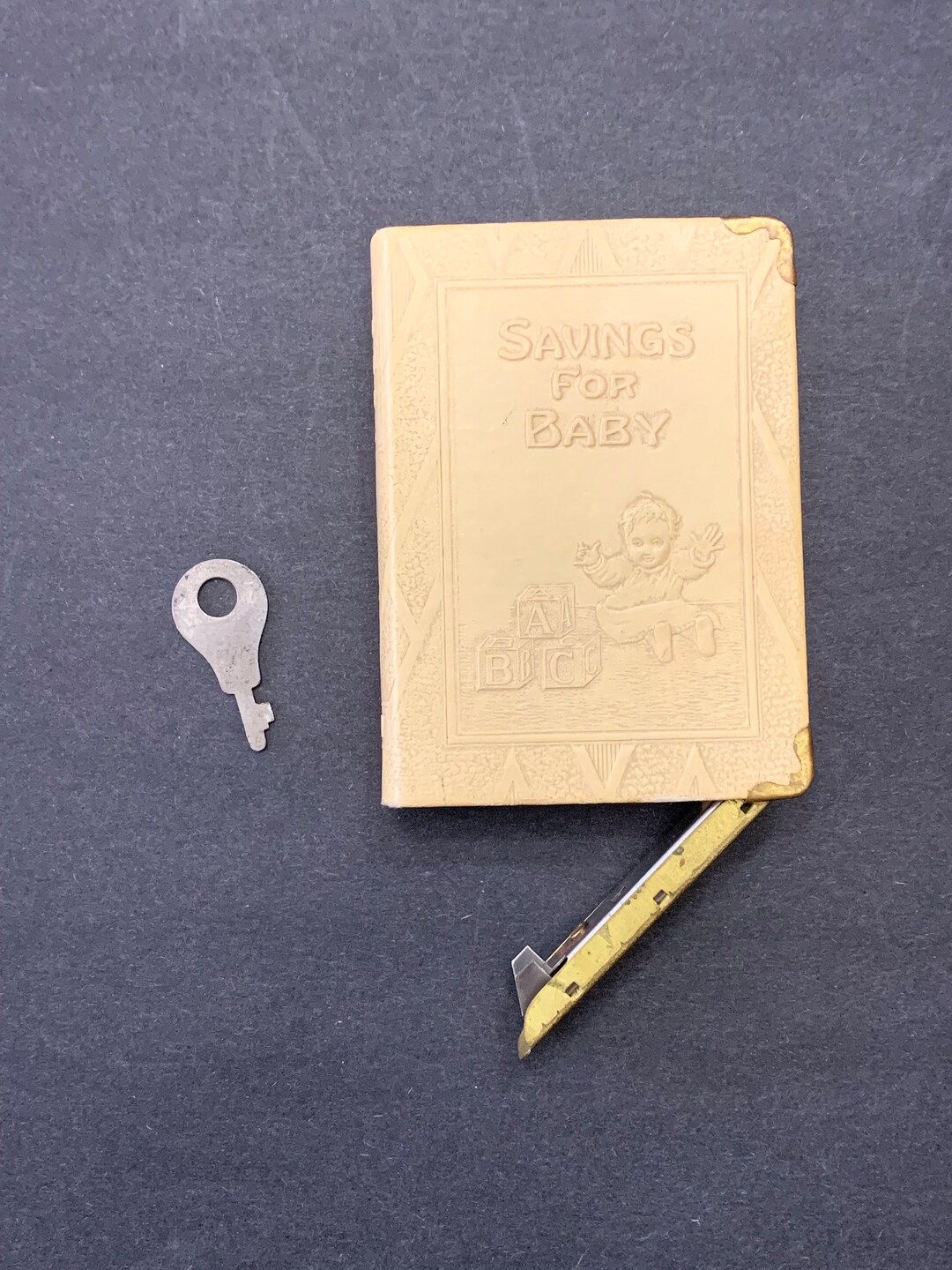 Vintage Savings for Baby Metal and Leather Coin Bank & Key Etsy