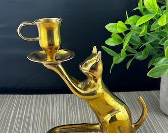 ヴィンテージ真鍮製キャットオーナメントキャンドルホルダー3個セット