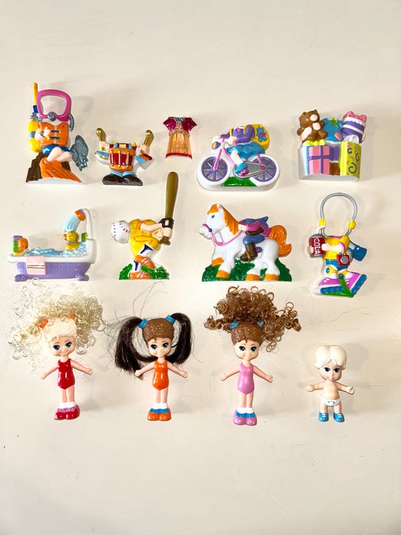 Vintage Little Snaps Dolls SILVERLIT Toys Lot of 4 Dolls + 9