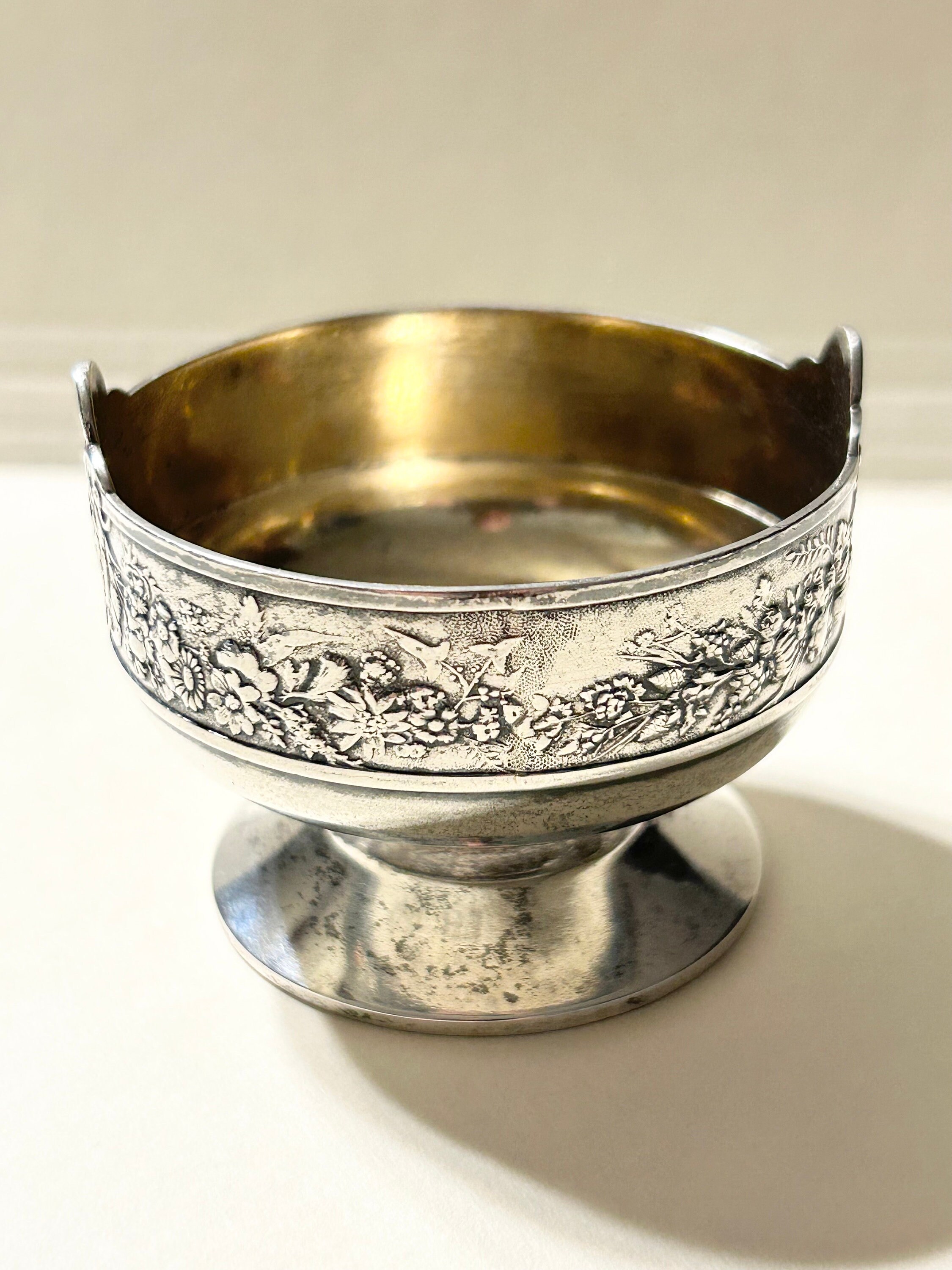 Antique Gorham 1876 Sterling Silver Putti Condiment / Salt Dish