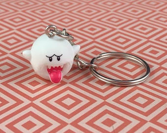 Tiny Mario Ghost Boo Keychain Backpack Charm - Upcycled Super Mario Nintendo Toy - Carry a little Nostalgia with You Always!