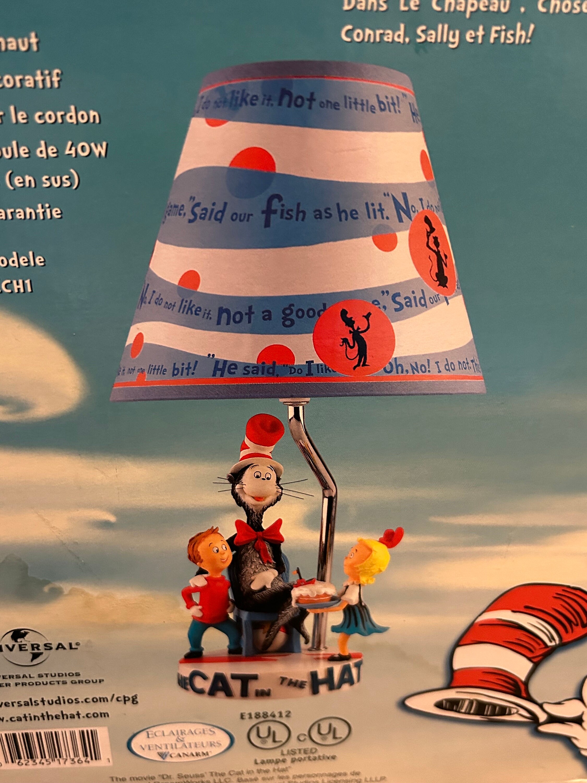 2003 Dr. Seuss the Cat in the Hat TABLE LAMP Universal Studios - Brand ...