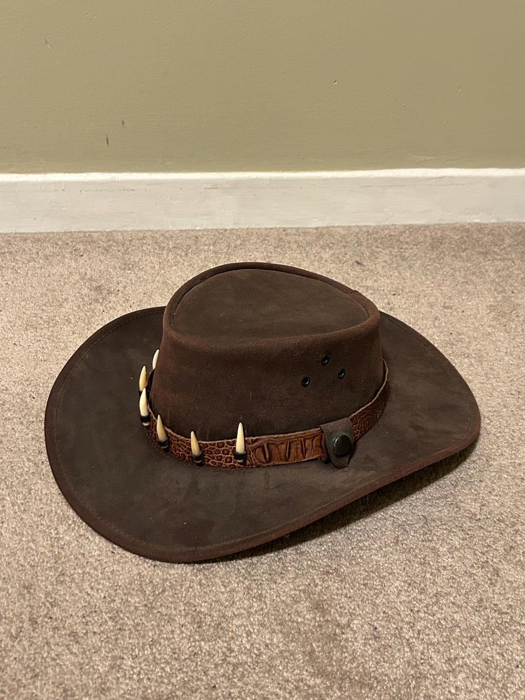 Jackdaw Olive Green Brisbane Leather Hat - Large main image 1