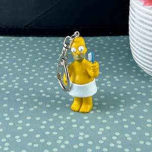 Vintage Homer Simpson 1999 Fox Original Figure The Simpsons TV Show. Towel and Tooth Brush Keychain