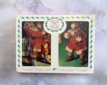 NIB 1993 Coca Cola Nostalgia Playing Cards Tin Set - Sealed Limited Edition Coke Memorabilia - Christmas  Coke Playing Cards