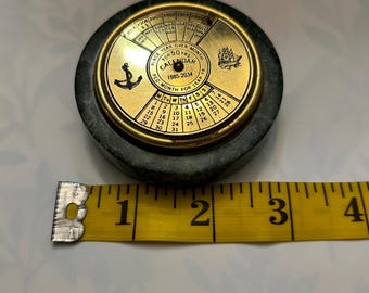 Vintage Marble/brass 40 Year Perpetual Calendar, 1995-2034