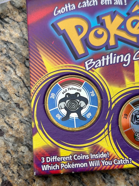 1999 Pokemon Battle Coin Game Pack - Poliwrath Machoke, Nidoran - Etsy