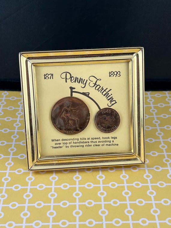 Vintage Novelty PENNY FARTHING 1871 - 1893 Coin ART Bicgcle in