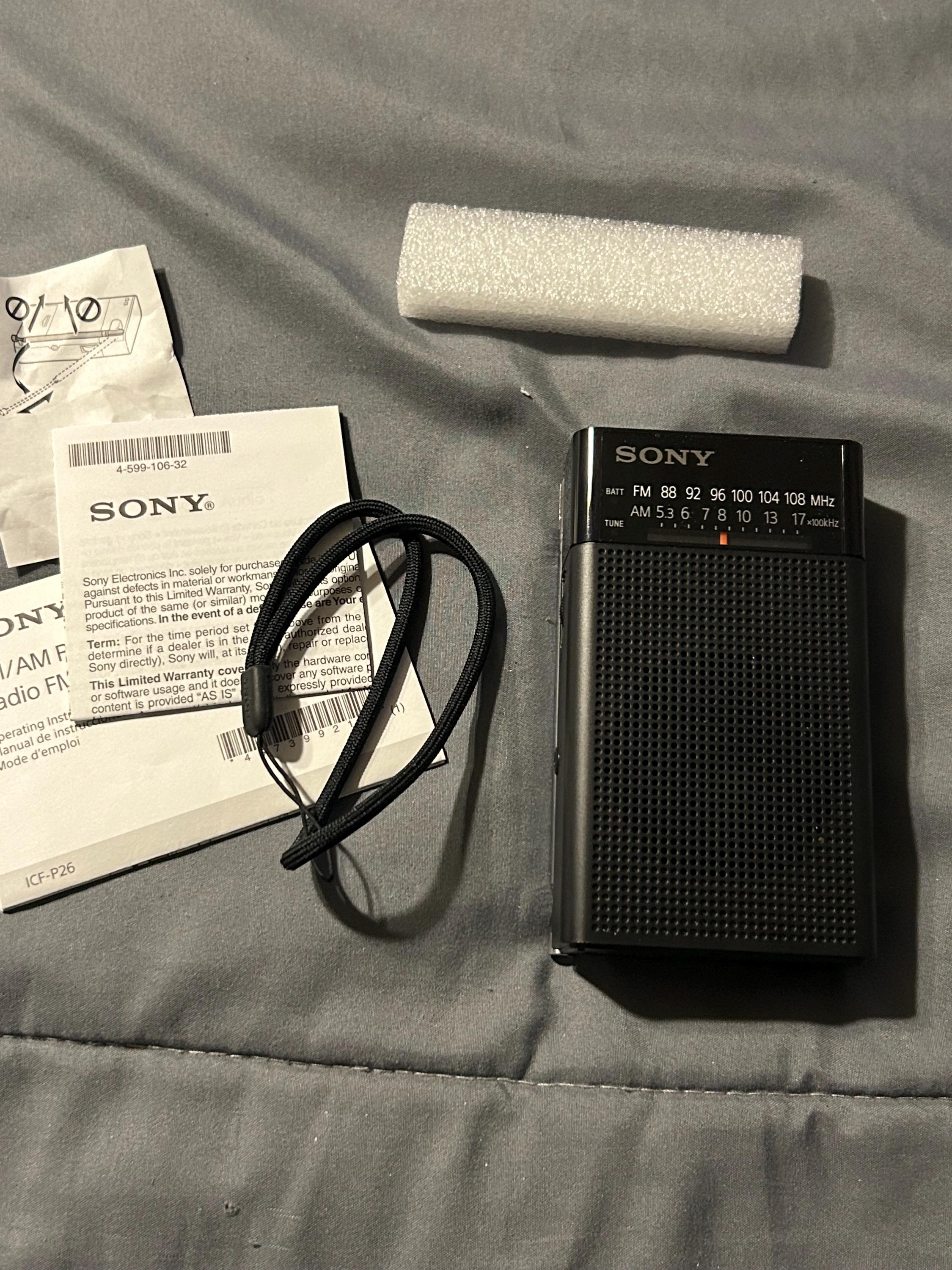 Sony ICF-P26 Fm/am/wide Compatible Handy Portable Radio. Complete