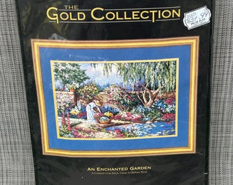 Dimensions Gold Collection An Enchanted Garden Cross Stitch Kit 3780 Vintage Counted Stitching Kit SEALED
