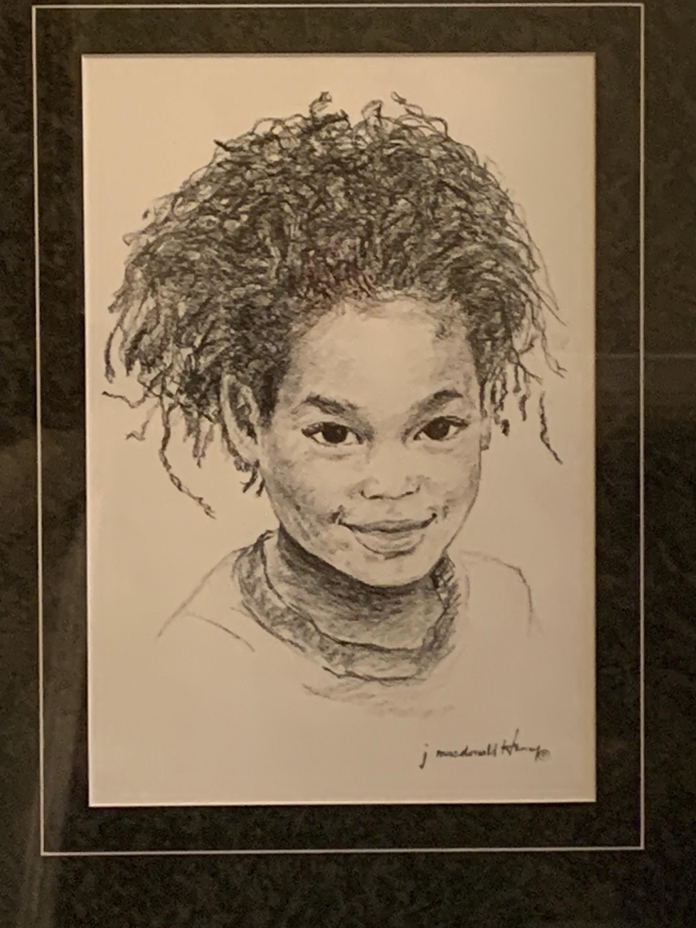 J. Macdonald Henry Signed Charcoal Lithograph Matted and Framed
