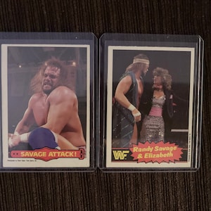2 cartes de recrue sauvage WWF Wrestling Randy « Macho Man » 1985, vintage