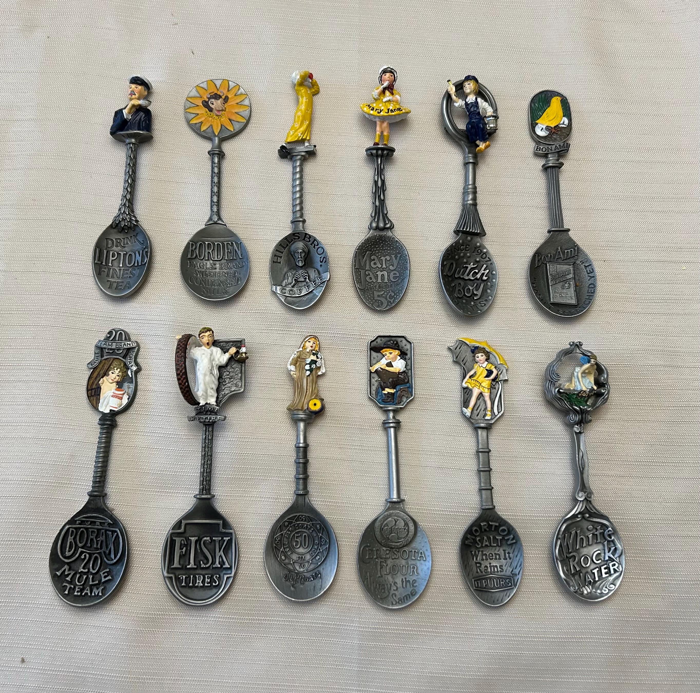 12 Vintage 1988 Franklin Mint Pewter Country Store American