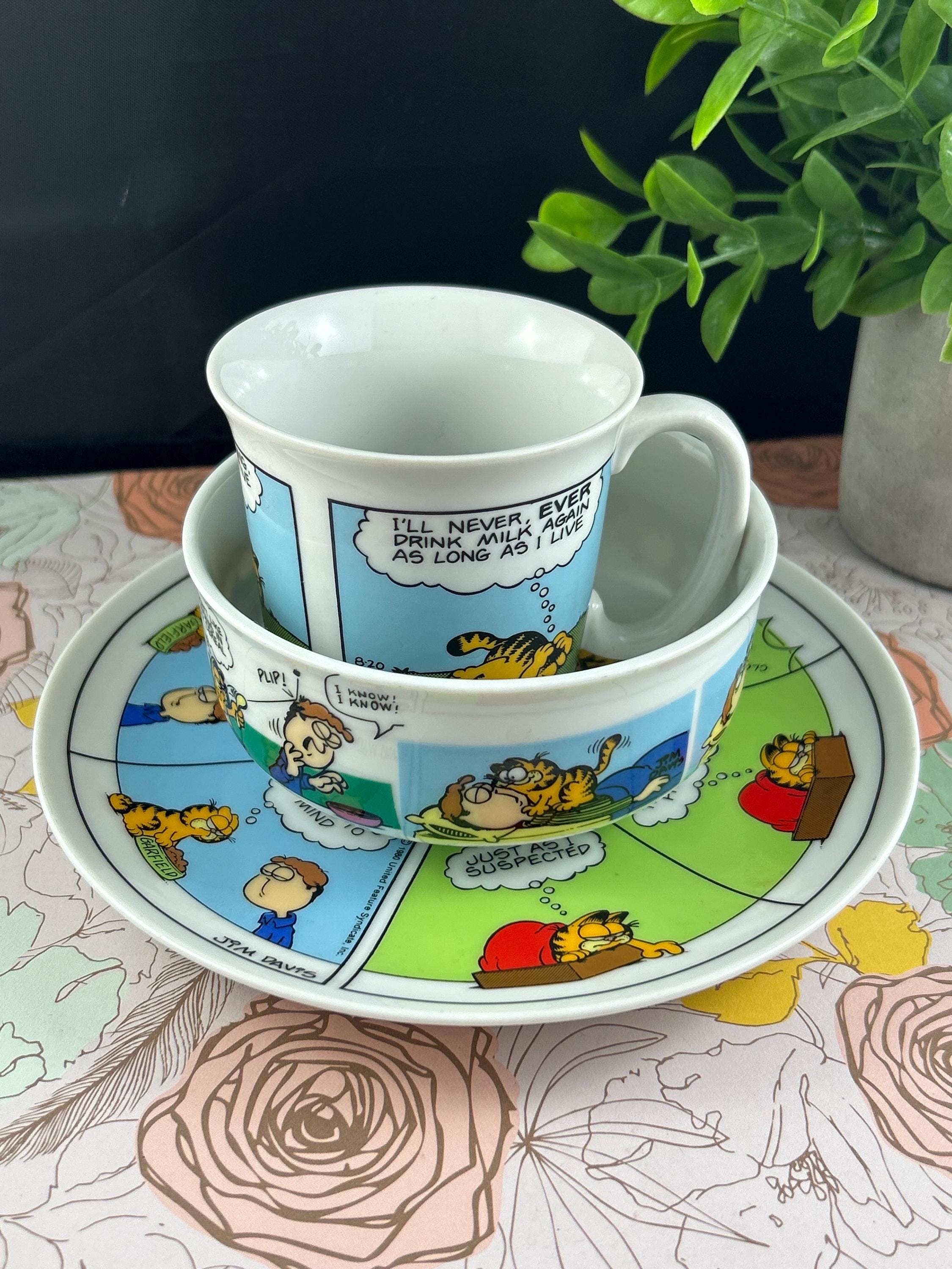 Vintage 1981 Garfield 3-piece Set. Enesco Plate, Bowl & Cup