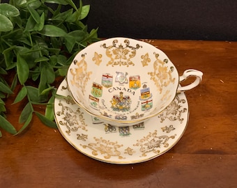 Paragon Canada Coat of Arms & Emblems Teacup and Saucer - By Appointment to her Majesty the Queen