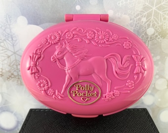 Vintage 1995 Polly Pocket - Palomino Pony Parade Compact, Polly and Comb -Bluebird Toys #14508