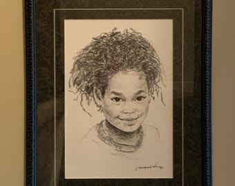 J. Macdonald Henry Signed Charcoal Lithograph Matted and Framed